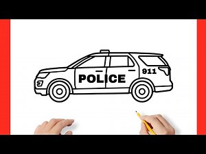 How to draw a POLICE car SUV step by step / drawing ford explorer 2016 police interceptor easy
