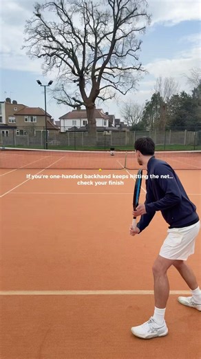 Backhand keep hitting the net? #tennistips #backhand