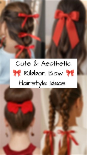 Cute & Aesthetic Ribbon Bow Hairstyle Ideas 🎀💖 #trending #viral#fashion #DreamTrackAI bow hairstyle