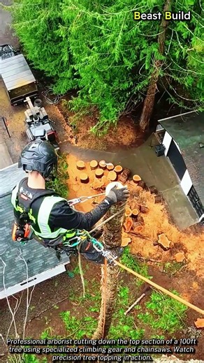 How Professional Arborists Safely Top a 100ft Tree #treeremoval #safetyfirst #logging #forestry