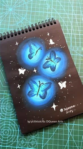 How to draw a glowing blue butterfly 🦋 #art #drawing #drawingtutorial #howtodraw #dqueenarts