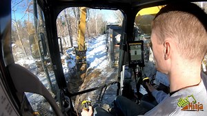 Doing a little offset digging with the engcon tiltrotator and Caterpillar 316F with @Trimble Civil Engineering and Construction Earthworks 2D grade control. I am working under some overhead powerlines and excavating for a new culvert pipe at the end of a gravel driveway. It is nice to not have to sit in line with the trench and still be able to dig straight! | Dirt Ninja