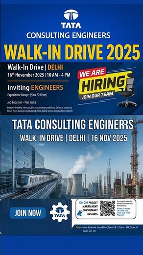 TATA Consulting Engineers Walk-In 2025 | Civil, Mechanical, Electrical Jobs | Delhi | Apply Now #TCE