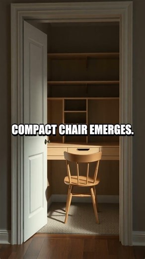 Hidden Fold-Down Desk in a Narrow Hallway Closet