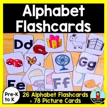 Alphabet Cards with Pictures - Alphabet Flash Cards Uppercase and Lowercase