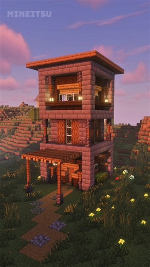Modern Stone Tower Build 🏡| #minecraftbeauty #minecraft #minecraftbuilding #minecraftrealistic