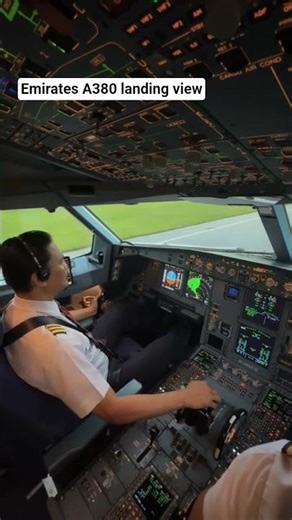 Emirates A380 landing view #fyp#Emirates#A380#landing#view#viralvideo