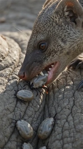 Six Mongooses Remove Ticks from a White Rhinoceros | Extreme Macro 4K Wildlife Documentary