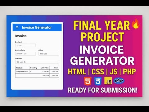 Full Stack Invoice Generator Project | HTML CSS JS PHP | Final Year College Project Demo