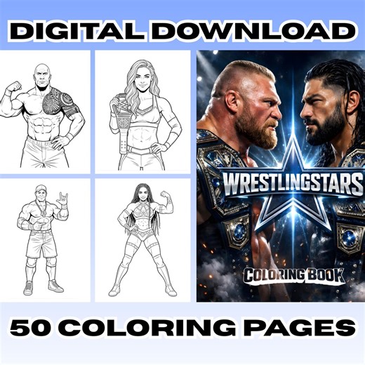 Wrestling Stars Coloring Book | 50 Superstar Pages (digital Download) - Etsy