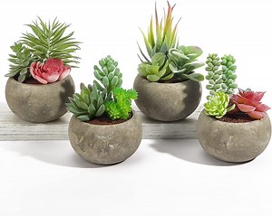 Giftgarden 4 Pack Artificial Mini Succulent Plant, Small Fake Plant Pot Decoration Suitable for Living Room Home Office