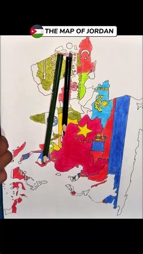 Draw The World's Map : Jordan🇯🇴 - Part 59 #drawing #map #jordan #world #shorts #tutorial