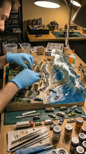 Giant Tsunami Destroying a Miniature City 🌊 Diorama Timelapse Build
