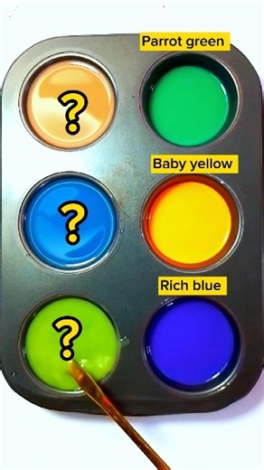 parrot green + baby yellow + Rich blue #colormixingmagic #games #satisfying