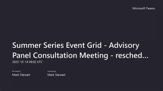 Summer Series Event Grid - Advisory Panel Consultation Meeting (14/10/2025)