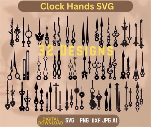 Clock Hands SVG Bundle, Clock Hands Cut Files, Silhouette & Cricut Cut Files, Laser Cut File, PNG DXF, Instant Download, Clock Hands Cut - Etsy