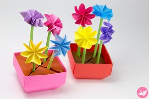 A Beautiful Origami Flower Pot   Stem Holder Instructions