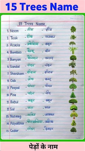 15 Trees Name in English and Hindi | Trees Name | पेड़ों के नाम | Name of Trees #shorts #trees