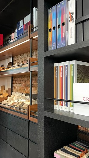 Studio 11 HQ renovation part 3: the sample library. Once a blank slate, now home to rows of tile, fabric, and finish samples that bring our designs to life. | Studio 11 Design