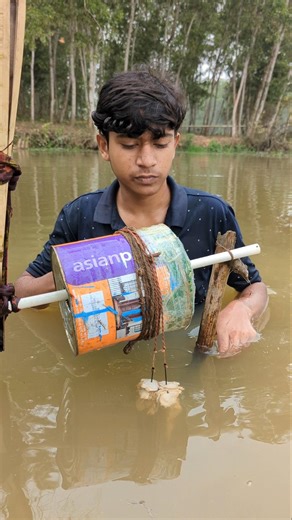 Unique Fishing Trap, In River#fish_trap#shorts
