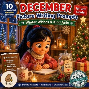 December Picture Writing Prompts 1st 2nd 3rd Grade Winter Holiday Activities SEL