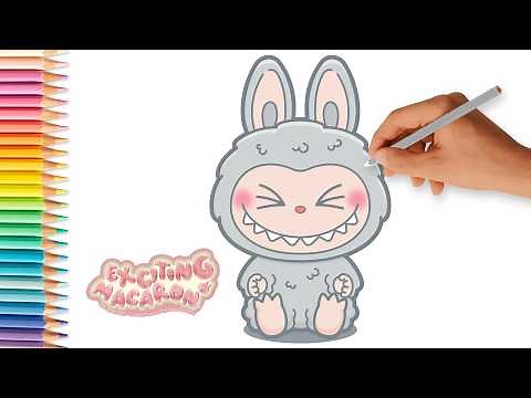 How to draw LABUBU sitting easy KAWAII step by step 🩶
