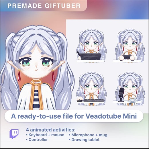 Frieren-inspired Giftuber • Ready to Use Veadotube Avatar • Streamer Pngtuber • 4 Activity Animations • Vtuber Asset - Etsy
