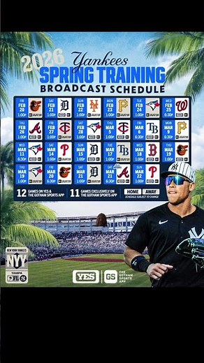New York Yankees spring training broadcast schedule ￼