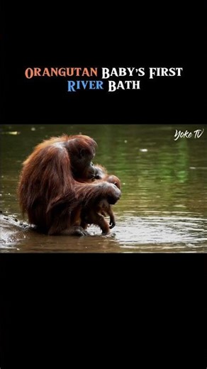 Baby Orangutan First Bath | Cute Moment | Animal Love | AI