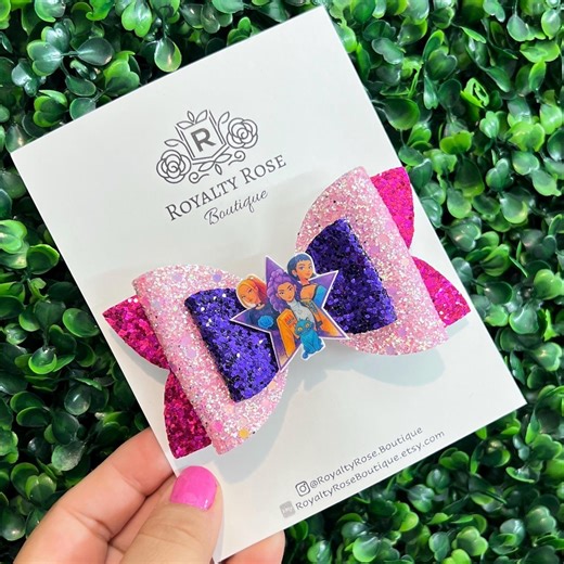 Kpop Demon Hunters Glitter Pigtail Hair Bows, Party Favor Clips, Birthday Girl Accessory - Etsy