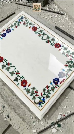 luxurious inlayed Table Top #diningtabledesign #marblemandir #inlaytable #inlaydesign #inlaywork