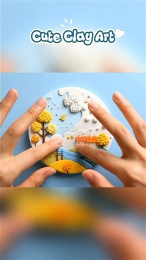 Mini Clay Landscape 🌙✨ #diy #creativeclayideas #shortvideo