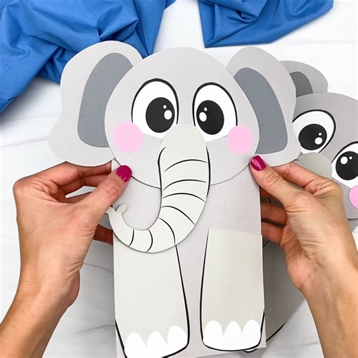 5.7K views · 560 reactions | This elephant puppet craft is an easy zoo activity for kids. Get the printable template on the blog. | Simple Everyday Mom | Facebook