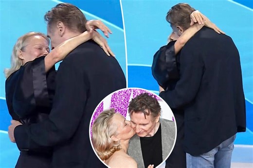 ‘Naked Gun’ co-stars Pamela Anderson and Liam Neeson are reportedly dating — after ‘makeout’ session on TV