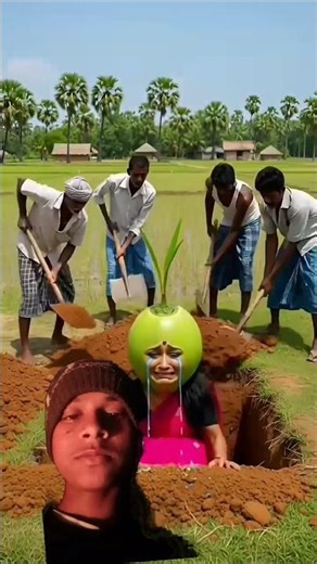 The girl touched a Coconut tree and turned into one#ai​