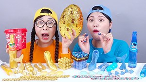 268K views · 2.8K reactions | Gold Food vs Blue Food Challenge DONA Mukbang #foodchallenge #mukbang #challenge | DONA English | Facebook
