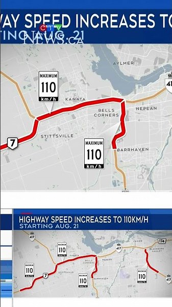 Speed limits rise to 110 km/h on some Ontario highways