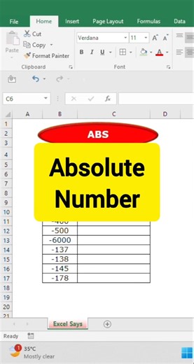 How to convert a number into absolute number in excel | Abs formula in excel
