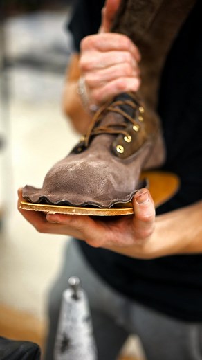 JK Boots on Instagram: "Rebuilding custom lace-to-toe boots - Part 4 • Neat rows of nails get driven into the new midsole which clinch when they hit the metal plate of the last (the temporary mold inside the boot) and suck all the leather down into place. The nails are perfectly placed for structural integrity and will never touch the wearer’s feet. #jkboots"