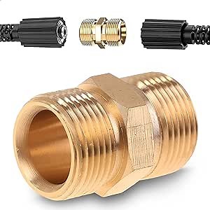 Pressure Washer Hose Coupler - M22 14mm Quick Connect, Pressure Washer Hose Connector, 4500 PSI High-Pressure, Durable Brass Construction, Leak-Proof Design, Easy to Install for Home & Commercial Use