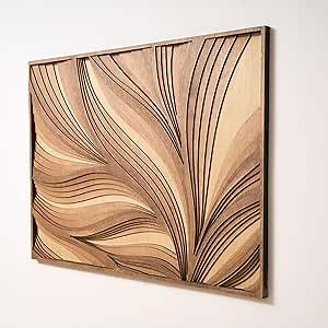 NEODECO Parametric Wood Verso, Award Winner-A'Design 2025, Wood Wall Art, 3D wood wall sculpture, Abstract wall decor, Acoustic wall panel (Small)