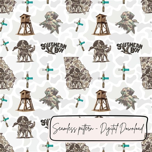 Southern Boy Seamless Pattern, Hunting Dog Camo Digital Paper, Duck Hunting Western Seamless Download - Etsy