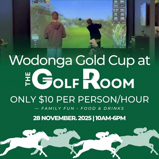 Looking for something fun to do this Friday? To celebrate Wodonga Gold Cup Day, we’re offering $10 golf per person, per hour from 10am–6pm! 🎉 Whether you're catching up with friends, something fun to do with the family, or just feel like trying something different, our simulators are a fun, relaxed option for all ages and skill levels. ✔ Driving range ✔ Mini games & challenges ✔ Full virtual courses ✔ Walk-ins welcome (bookings recommended!) 🎯 Book your bay: https://thegolfroom.com.au/book-now