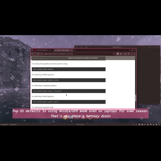Pop OS Linux - How to fix battery drain or overheating on Cosmic / How to switch from CPU to GPU
