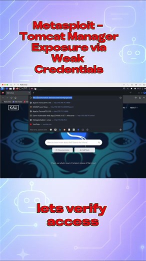 Tomcat Manager Exposure via Weak Credentials (Metasploit Demo) #cybersecurityforbeginners #kali
