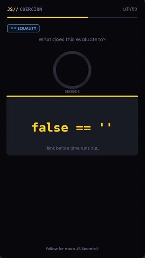 false == "" in JavaScript 🤯 | Type Coercion Explained (JS Interview Question) #programming #tech