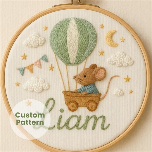 Custom Mouse Name Embroidery Pattern: Nursery Decor (PDF Downloadable Template - Etsy
