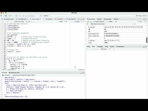 trial video Using simulation to examine power of a two-samples t-test