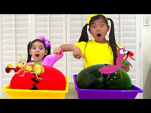 Emma and Ellie Ice Balloon Melting Animals and Toys | Easy DIY Science Experiments for Children - Videos For Kids