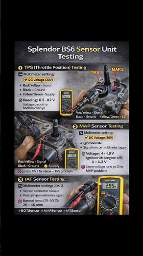 Splendor BS6 TPS MAP IAT Sensor Testing | Multimeter Se Check Kare | Full Guide